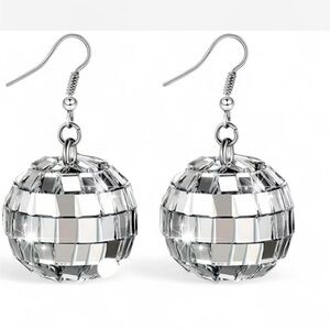 Silver Disco Ball Earrings | Fun Reflective Statement Dangles